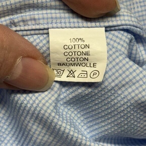 Robert Graham Mens 16 Flip Cuff Dress Shirt Button Down Light Blue Paisley M/L - Picture 10 of 15